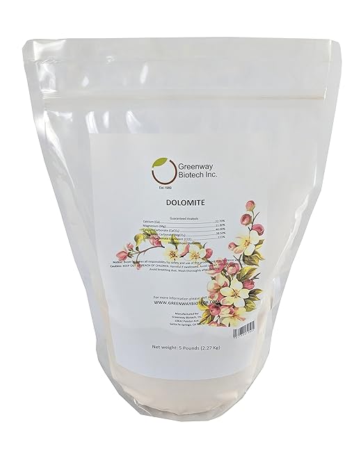 Greenway Biotech Dolomite Lime Plus- Includes 11.8% Magnesium and 22.7% Calcium Helps to Adjust The pH Level- Great to Make Your Own Compost and Worm Bins- 5 Pounds