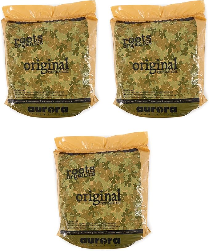 Roots Organics ROD75 Hydroponic Gardening Ready-to-Grow Coco Fiber-Based Potting Soil, 0.75 cu ft/5.6 gal for Plants, 3 Pack
