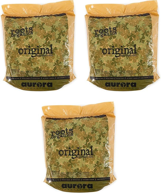 Roots Organics ROD75 Hydroponic Gardening Ready-to-Grow Coco Fiber-Based Potting Soil, 0.75 cu ft/5.6 gal for Plants, 3 Pack