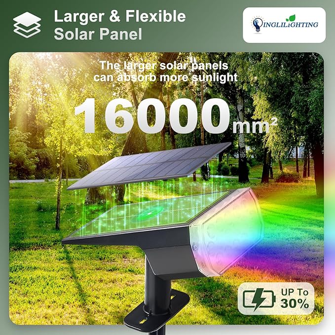 DINGLILIGHTING Solar Lights Outdoor Waterproof: IP65 Led Spot Light Decorations for Garden - Multicolor RGB Solar Powered for Yard - Dust to Dawn Uplighting Landscape Pathway Drive Patios 6PC
