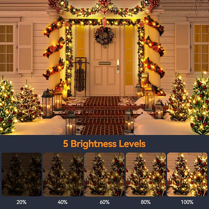 HOUHUI Fairy Lights Plug in Outdoor, 100Ft 2700K-6500K White Christmas Fairy Light IP67 Waterproof with Remote, 8 Modes, Warm-Cool White LED Fairy Twinkle Lights for Bedroom Garden Trees Party Decor