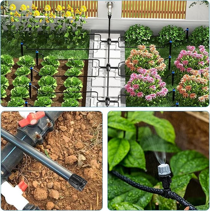 8x1/2 Inch Drip Irrigation Fittings End Caps&2x1/2 Inch to 1/4 Inch Locked Barbed Six Hose Connectors 1/2 Inch Irrigation Fittings End Plugs for (1/2'' ID x 0.60-0.63'' OD)16mm Drip Tubing Connectors