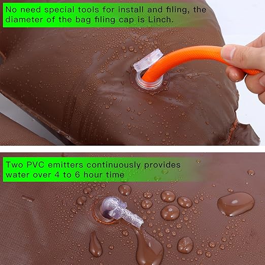 TezhiIe 3 Pack 15 Gallon Tree Watering Ring Bag, PVC Drip Irrigation Water Pouch Automatic Drip System, Watering Donuts for Trees, Deep Root & Low-Profile Slow Release Watering Bag