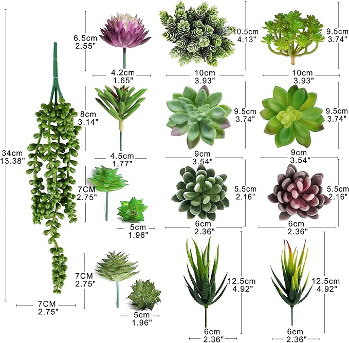 Anoak Artificial Succulent Plants - 16 Pcs Set Faux Succulents Unpotted Fake Succulent Plants, Premium Crafting DIY Floral Decor for Home Garden Office Party (High Realistic)