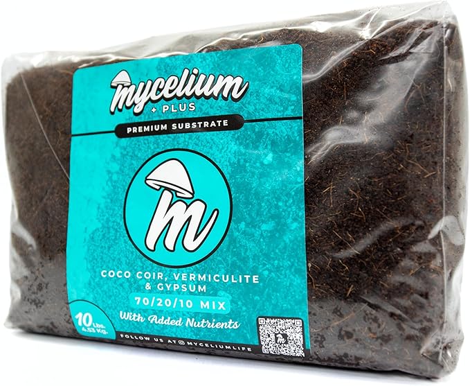 Mycelium Plus CVG Substrate with Proprietary Blend - Organic CVG with Cultivation Enhancer - Ideal for High Yield Dung-Loving Mushroom Cultivation - Sterilized 10LB Bag for Beginners & Pros
