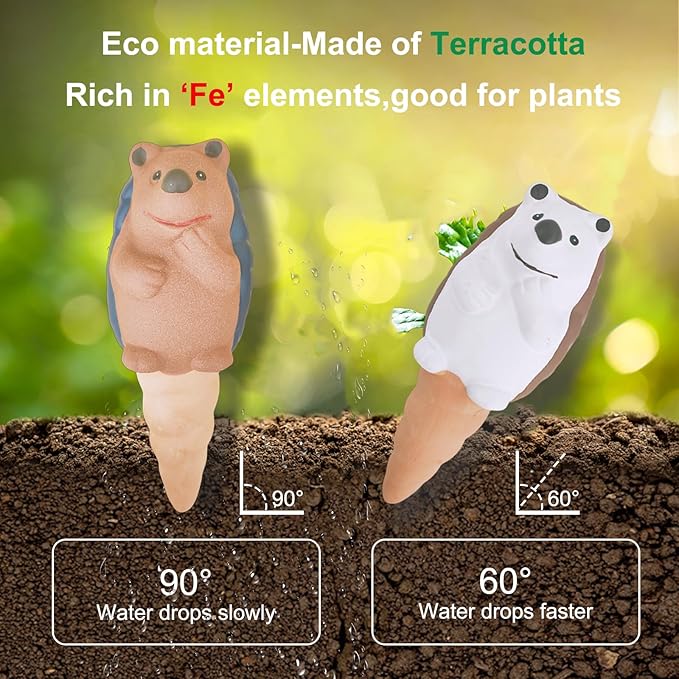 Self Watering Planter Insert Terracotta Watering Spikes Premium Plant Watering Devices Irrigation Dripper Self Watering Spikes Automatic Plant Accessories 4 Packs