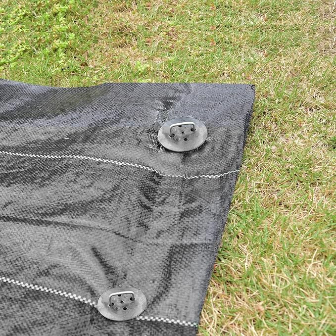 MySit 100 Pack Artificial Turf Stakes Staples with 100 Landscape Staple Gasket Caps, 6 Inch Weed Barrier Stakes for Moisture Barriers, Garden Stake Pick Hook, Garden Ground Staples for Weed