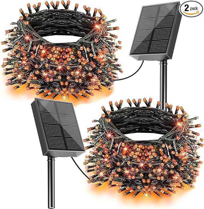 2 Pack Solar Christmas Lights, Total 400LED 144FT Solar String Lights Outdoor Waterproof, 8 Modes Christmas Light for Outside Xmas Tree Patio Yard Garden Festival Decorations