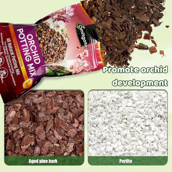 Orchid Potting Mix 1qt, Premium Orchid Soil Medium for Potting, Repotting, Enhanced Drainage, Air Flow & Root Ventilation