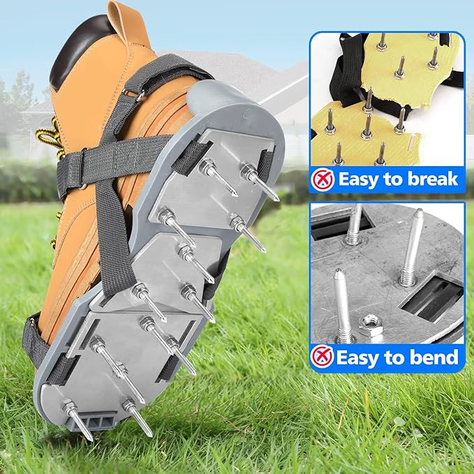 Lawn Aerator Shoes for Grass - Pre-Assembled Grass Aerator Shoes for Lawn - Soil Yard Aerator Tool for Aerating Patio Garden, Gray