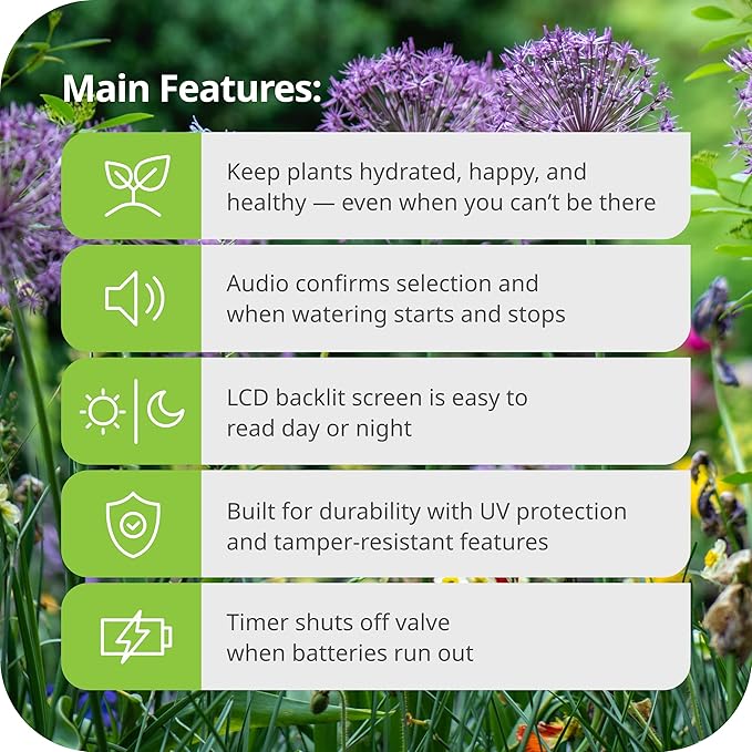 Raindrip Digital Hose-End Automatic Water Timer, Connects to Garden Faucets and Hose Bibbs, with Back-Lit LCD Screen for Drip Irrigation, Garden, Self-Watering, Grey