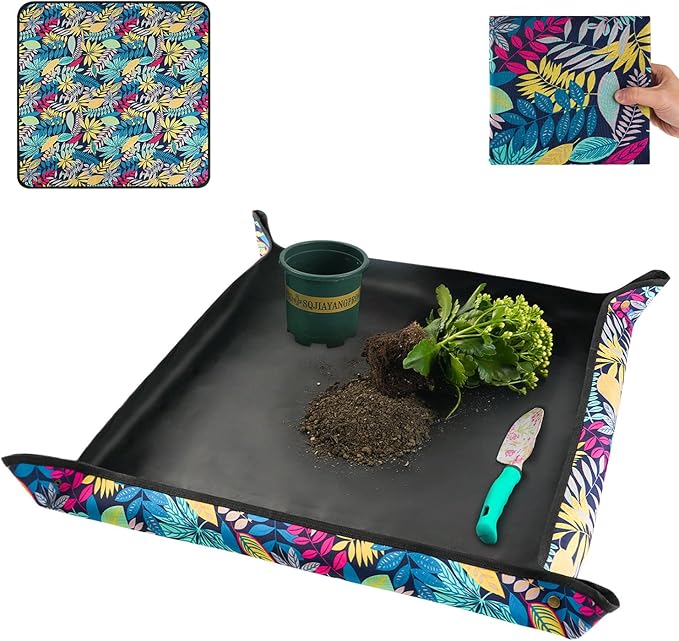 Waterproof Potting Mat for Indoor Plant Transplanting and Dirt Control, Gardenig Gifts for Women, Repotting Mat Succulent Gardening Mat 29.5"x29.5"