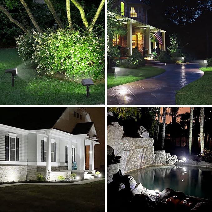 WELALO Solar Spot Lights Outdoor, [6 Pack/52 LED/3 Modes] 2-in-1 Solar Landscape Spotlights, Solar Powered Security Lights, IP65 Waterproof Wall Lights for Walkway Yard Garden Driveway(Cool White)