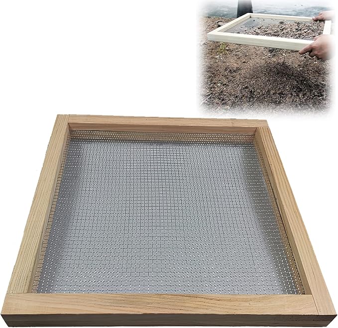 Soil Sifter for Garden, Multi-Purpose Wood Compost Dirt Sifter Soil Screen Dirt Cedar Garden Rock Sifter for Compost Sifting Soil, Dirt, Peat Moss and Potting Soil