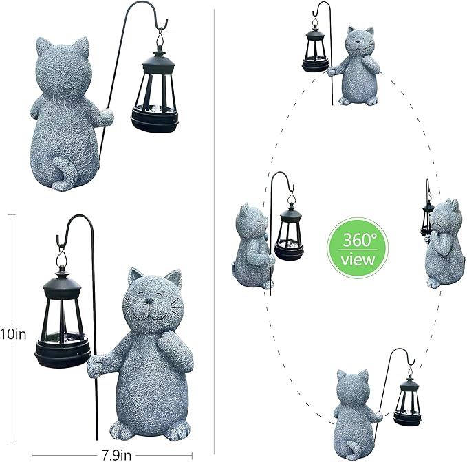 Solar Garden Decor Statues Figurine: Garden Art for Patio Balcony Yard Lawn - Unique Christmas Birthdays Gifts for Mom Grandma Women Wife Sister