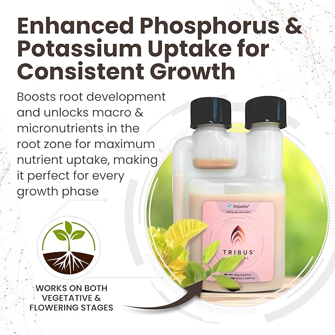 Tribus Organic Microbial Inoculant – Root Booster for Plants, Increases Plant Yield, Root Growth, Flower & Fruit Quality. Bloom Booster. Visible Root Growth in 24Hrs. Liquid Color May Vary. 3.38 oz