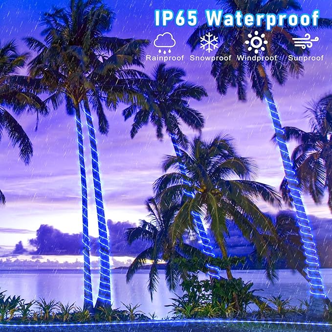 Rope Lights for Outside, 164FT 500 LED String Lights Outdoor with Waterproof 8 Modes, Flexible Plug in Twinkle Fairy Light for Indoor Bedroom Garden Pool Tree Wedding Decorations, Blue