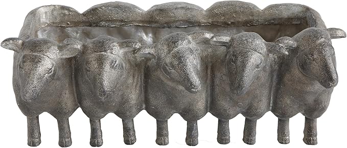 Creative Co-Op Resin Sheep Planter with Distressed Iron Finish