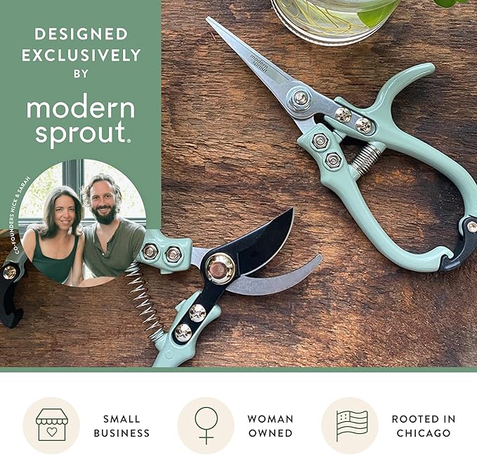 Modern Sprout Gardening Shears & Pruners 2-pack, Lightweight, Durable, One Size (Sage)