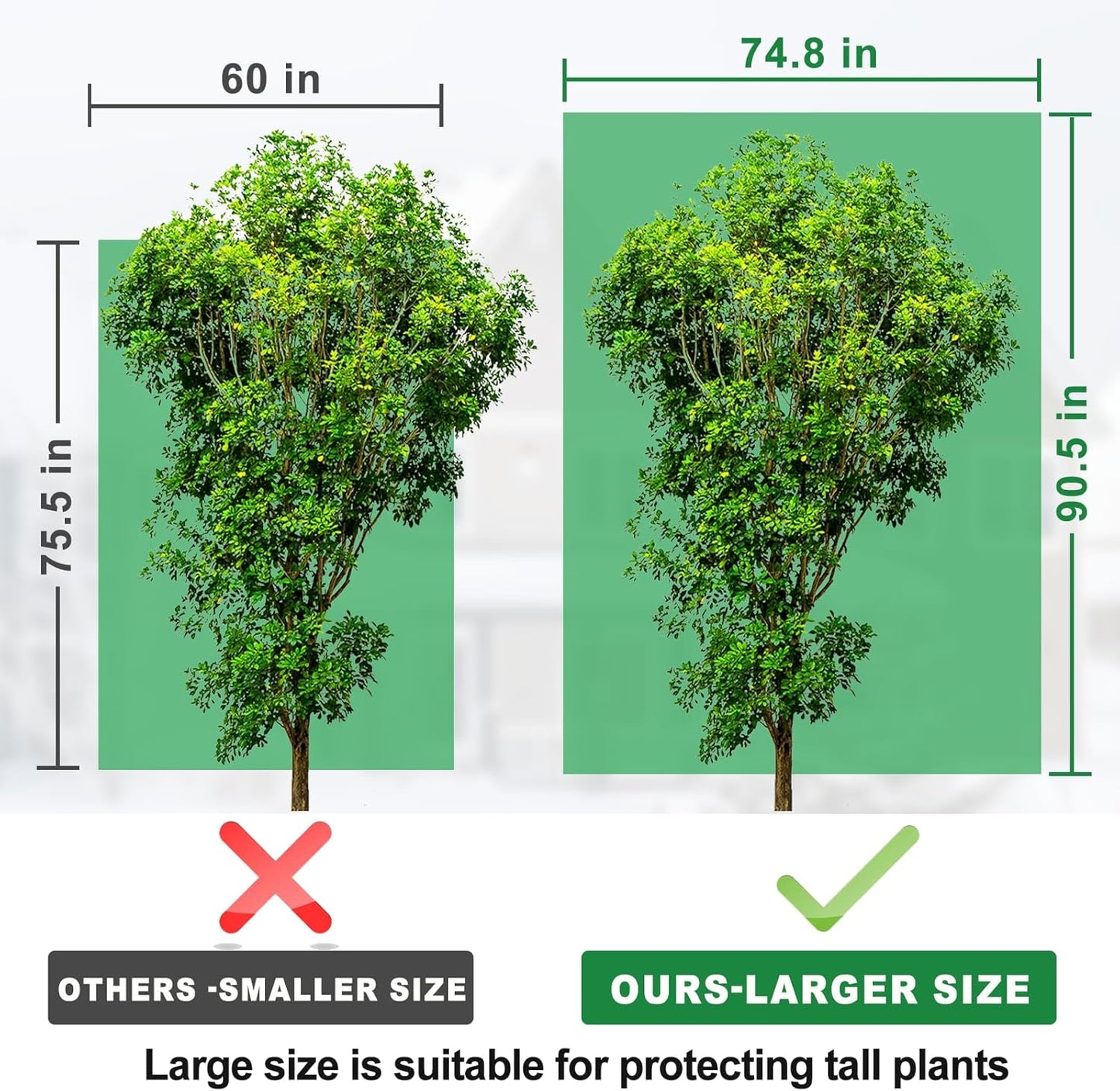 Large Tree Covers for Winter Plant Covers Freeze Protection, 74.8"X 90.5" Frost Covers for Outdoor Plants with Zipper Drawstring, Winter Cold Weather Frost Blankets Shrub Jacket Cover Bags