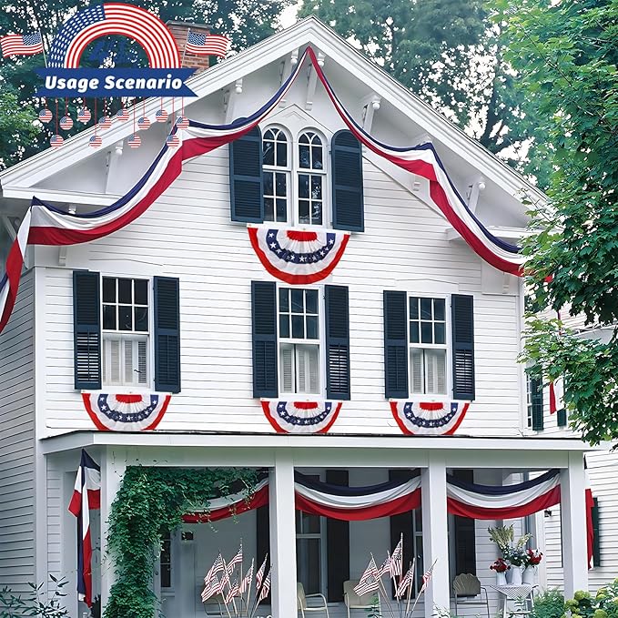 24x240 Inch American Patriotic Bunting Flags,Red White and Blue Banner for 4th of July Decorations Outdoor and Labor Day,Veterans Day,Memorial Days 1 Pack