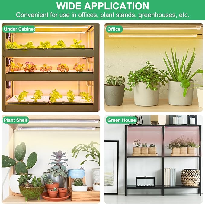 Grow Lights for Indoor Plants, 16 in Full Spectrum Plant Grow Light Strip with Upgrade Timer 3/9/12H, 3 Spectrum Modes, 120 LEDs Sunlike Growing Lamp for Seedlings Hydroponics 2 Heads(2 Pack)