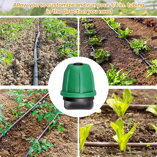 JAYEE Drip Irrigation Fittings 1/4 Inch, Barbed Locked End Plugs for ¼ in. Tubing, 25 Pcs Drip Line Parts Irrigation End Closure with Locked Nuts for Garden Lawn Sprinkler Systems, Green