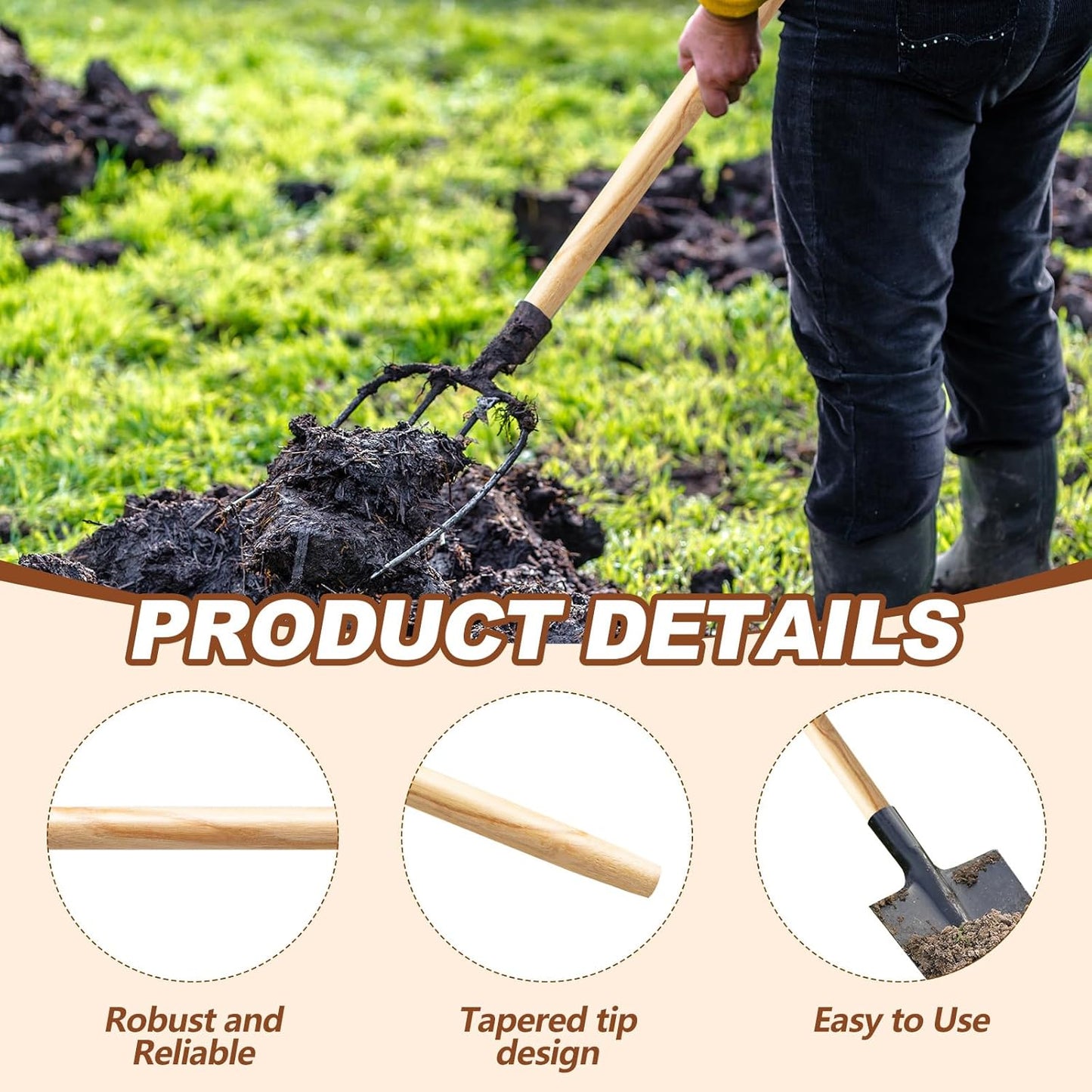 4 Pcs Wooden Shovel Handle Ash Replacement Handle for Long D Handle Shovels Replacement Tool Handle