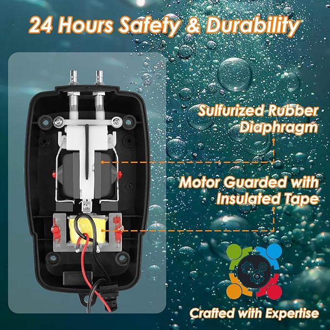 Pond Aerator Pump Pond Aeration Kit with Check Valves Air Stones Airline Tubing, All-in-1 Pond Deicer Pond Air Pumps for Outdoor Ponds up to 2000 Gallon