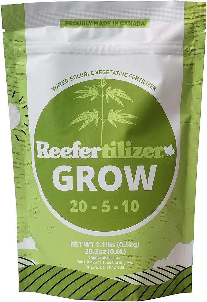 Reefertilizer® Grow | NPK + Micronutrients for Veg State Indoor and Outdoor Plants | 1.1lbs Powder Fertilizer Vegetative Nutrients | 120 feedings or up to 8 Plants | for Soil, Coco, DWC, Hydroponic