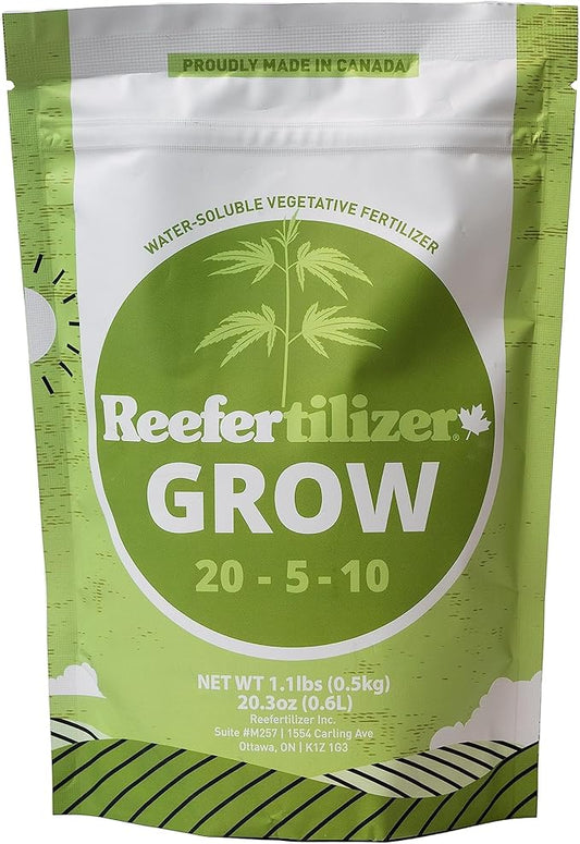 Reefertilizer® Grow | NPK + Micronutrients for Veg State Indoor and Outdoor Plants | 1.1lbs Powder Fertilizer Vegetative Nutrients | 120 feedings or up to 8 Plants | for Soil, Coco, DWC, Hydroponic