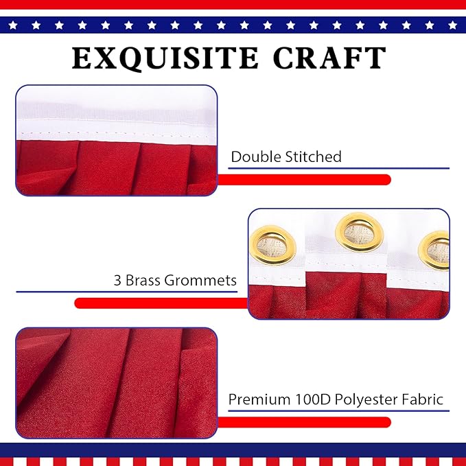 2x4 Ft American Bunting Flags Outdoor, USA Pleated Fan Flag for Outside, 4th of July Decorations Memorial Day Patriotic Flags Bunting Outdoor Indoor Decor (Set of 3)