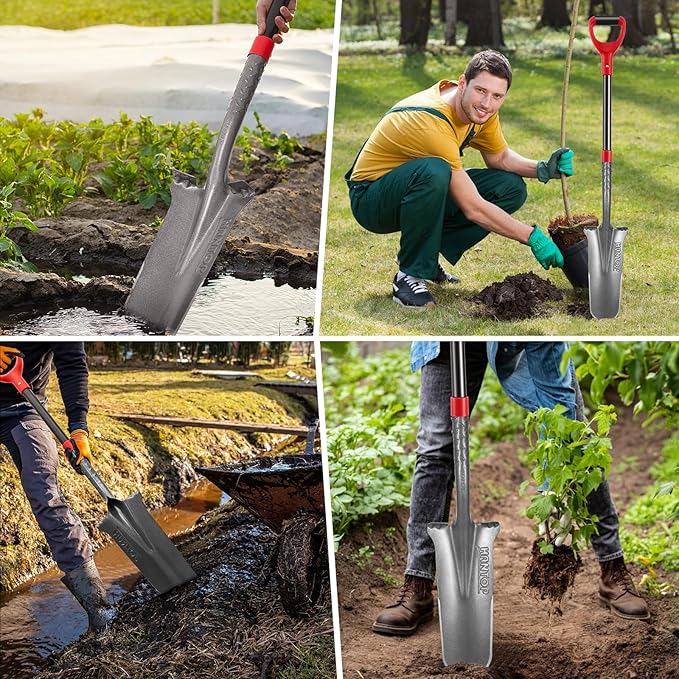 Shovel Spade Drain Spade Shovel Digging Spade Shovels for Digging Serrated Shovel Garden Shovel Narrow Shovel,44 inches