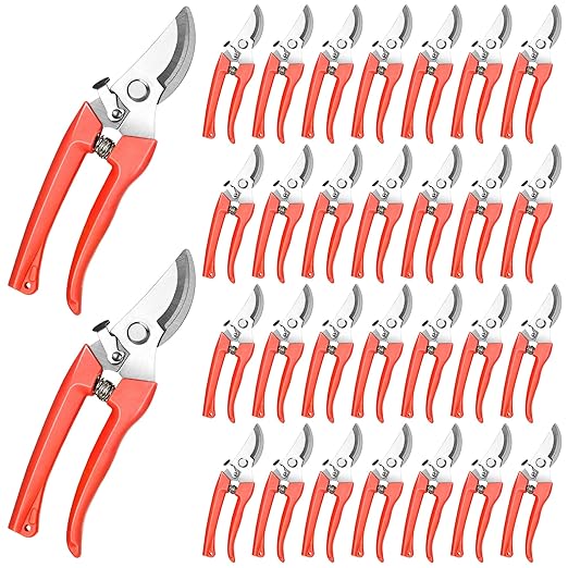 Chumia 30 Garden Flower Shears Pruning Scissors Heavy Duty Plant Scissors Trimming Garden Clippers Hand Tree Pruner for Yard Gardening Plants Hedge Flower Tree Cutting Secateurs (Orange)