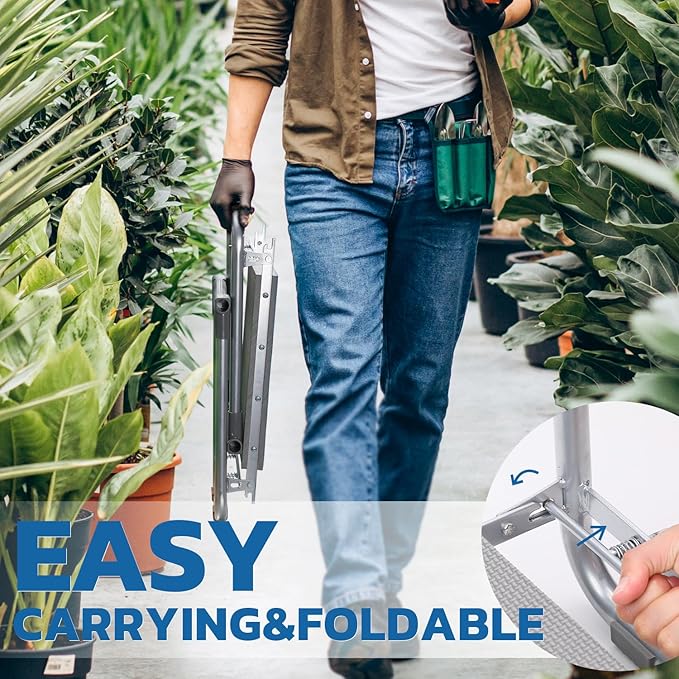 VITUU Garden Kneeler and Seat 2024 New Upgraded Heavy Duty Foldable Garden Stool Portable Garden Bench for Kneeling and Sitting with 2 Tool Pouches,Gardening Gifts for Women,Seniors,Parents