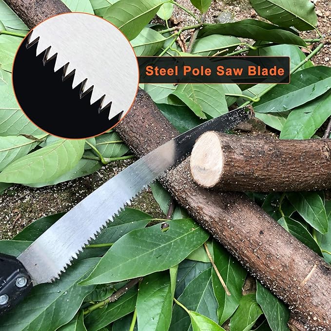 Buyplus 18FT Reach Pole Saws for Tree Trimming, Pole Saw with 3-12FT Telescoping Extension Pole, Pruning Saw with 19" 3X Detachable Saw, Non-Slip Handle, Tree Trimmer for Garden Palms Shrubs