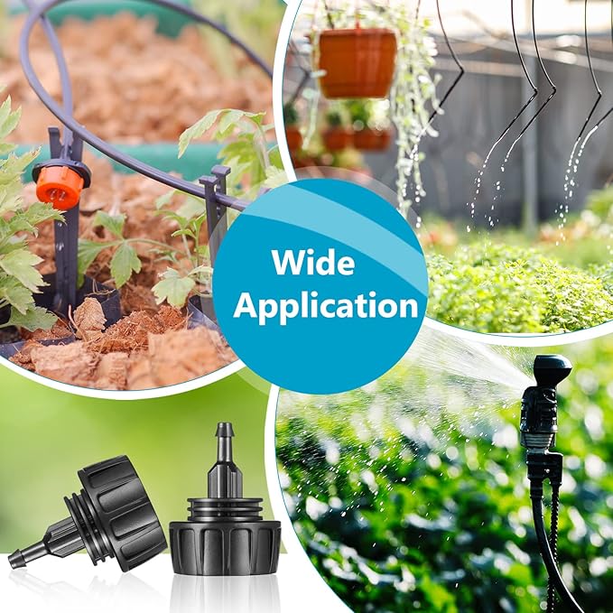 5 Pack Drip Irrigation Tubing Faucet Adapter Garden Faucet Hose Adapter Drip Irrigation Hose Connectors Faucet Connector with Washers for Garden Irrigation System(Single, Convert 3/4 to 1/4)