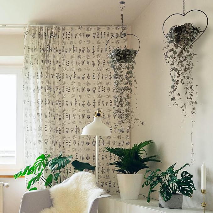 Hajia 2 Pack Heart Shaped Boho Hanging Plant Holder with 6inch Detachable Pot, Black Metal Wall Ceiling Plant Hanger for Indoor Outdoor, Minimalist Small Hanging Planter for Home Wedding Decor