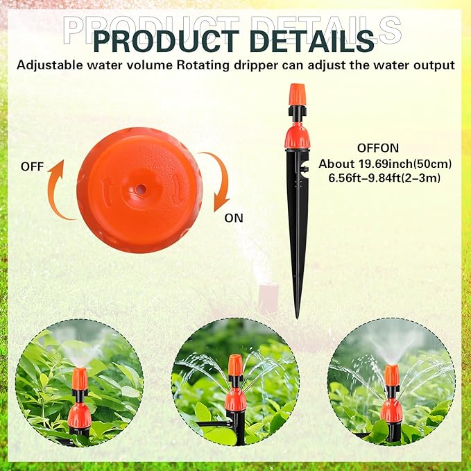 40 Pcs Garden Drip Irrigation Kit for 1/4" Drip Irrigation Tubing 360 Degree Adjustable Drip Irrigation Emitters Agricultural Drip Emitters Drip Irrigation Parts for (4-7mm) Watering Fit