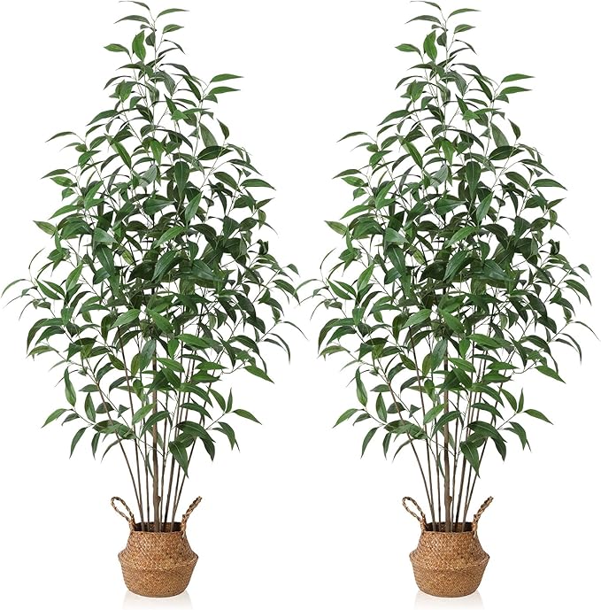 Artificial Eucalyptus Tree,6Ft Tree Fake Plant in Pot for Home and Office Decor,Potted Faux Plants Tall Artificial Trees for Indoor,Outdoor,Lifelike Home Decoration 2Pack,Green