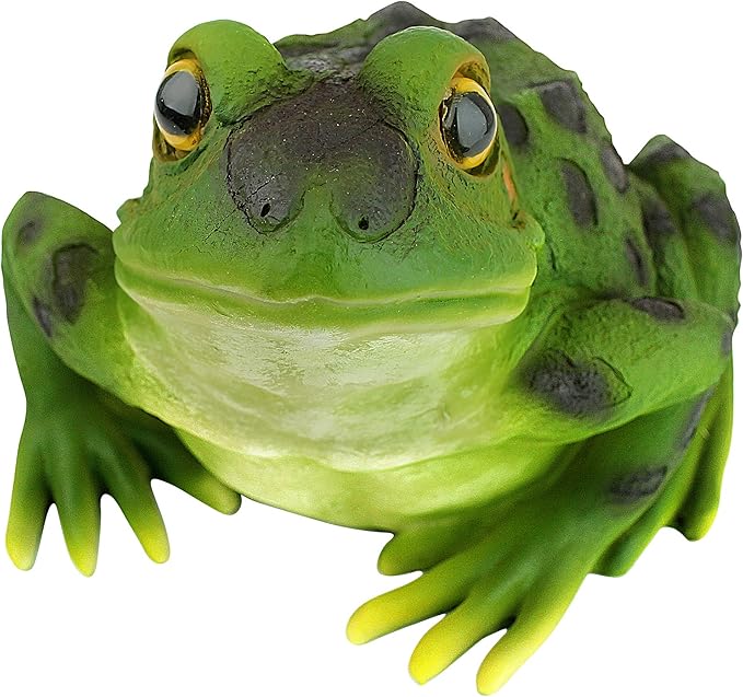 Design Toscano Ribbit The Frog Garden Toad Statues, 9 Inch, Set of Two, Polyresin, Full Color