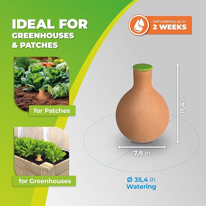 BioGreen Plant Self-Watering System Hydro MAX M | 0.8 gal | Irrigation Ø 35.4 in | Olla Made of Fired Clay | Environmentally Friendly | Terracotta