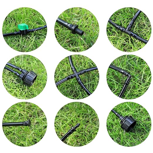 272 Pcs 1/4" Barbed Fittings Kit, 3/4'' to 1/4'' Hose Adapter,Straight Barbs,Tees,Elbows,End Plug,4-Way Coupling for Repair Drip Irrigation Fittings Misting Cooling System (272)