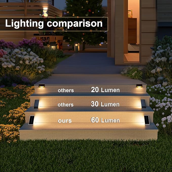 VOLISUN Solar Step Lights for Outside, Solar Stair Lights Outdoor Waterproof IP67, LED Outdoor Step Lights, Outdoor Stair Lights Decor for Deck, Front Step, Front Porch and Patio (6 Pack,Warm White)