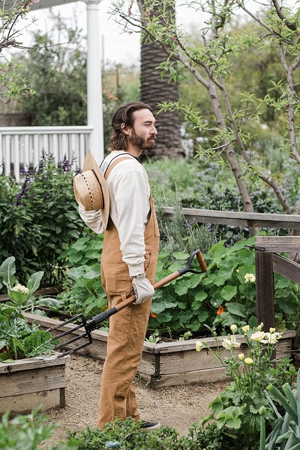 Barebones Folding Spading Fork - Versatile Gardening Tools for Digging, Aerating, and Trenching - Durable Steel Fork with Twist-Lock Design