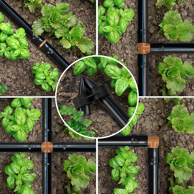 1/2 Inch Drip Irrigation Fittings, 34 Pieces Kit 1/2 Inch Tubing Connectors Includes Couplings Tees Elbows Crosses Plugs Drip Line Quick Connect Barbed Connectors for Drip Systems