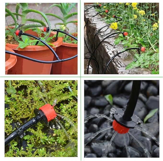 200Pcs 360 Degree Adjustable Irrigation Drippers Sprinklers, 1/4 Inch Emitters Drip for Watering System