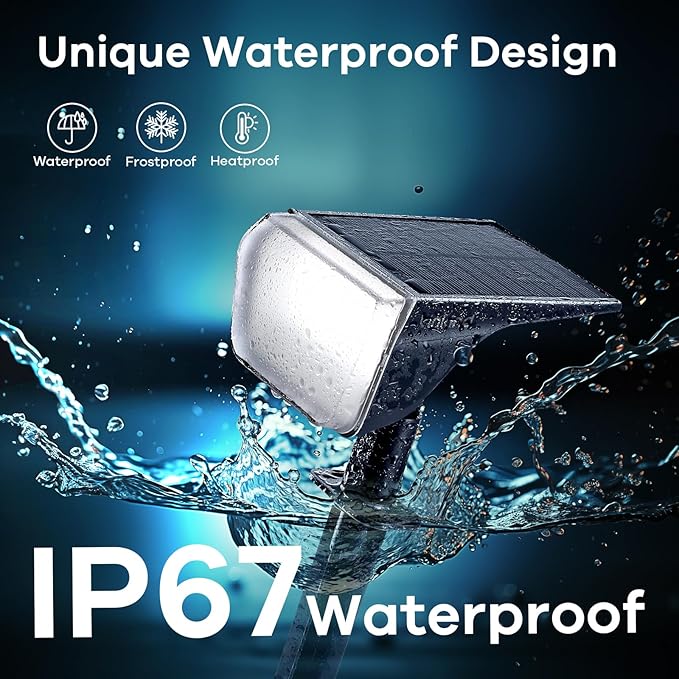 Linkind Solar Spot Lights Outdoor, 60 LEDs Solar Lights Outdoor Waterproof IP67 with 30% Conversion Rate, Ideal for Landscape, Garden, Yard, Pathway (6 Pack, Cool White)