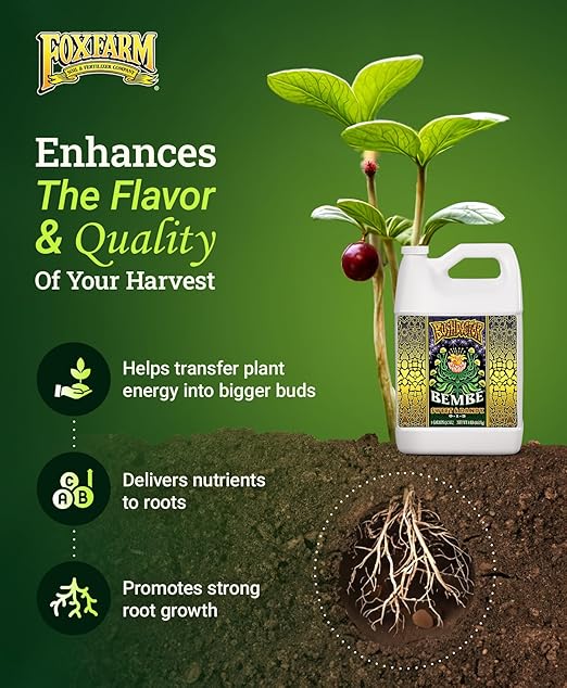 Foxfarm Bushdoctor Bembé Concentrate, Fast-Acting Liquid Plant Fertilizer, Enhances Natural Sugars for Sweetness and Flavor - Easy Absorption for Soil, Containers, and Hydroponics- NPK 0-1-3 (Gallon)
