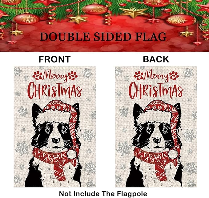 Seasonal Garden Flags Border Collie Double Sided Flags Set of 11 Holiday Farmhouse Indoor Outdoor Yard Lawn Christmas Gifts Decorations 12.5x18 Inch